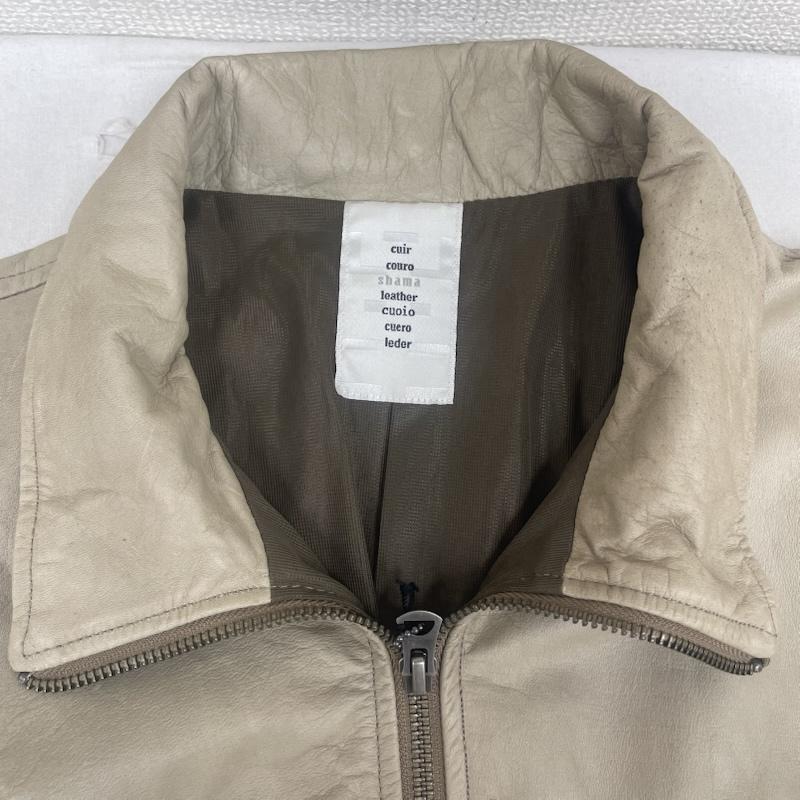 シャマ shama ジャケット、上着 レザージャケット 牛革 ジップアップ ブルゾン レザージャケット タグ付き sh15f1008 42 ベージュ / ベージュ / beige メンズ USED 古着 中古 50165155