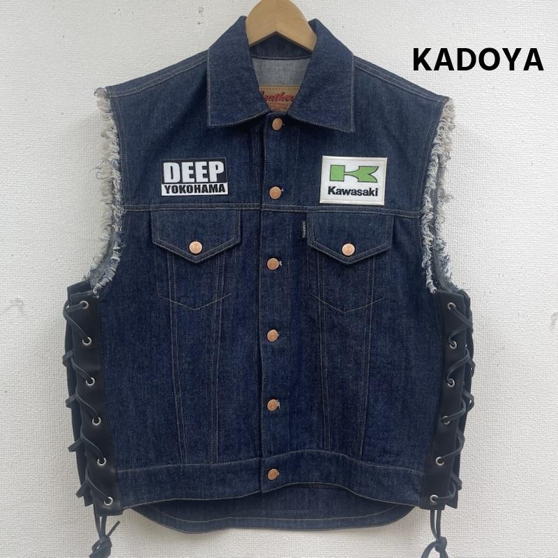 カドヤ KADOYA ベスト ベスト 刺繍 ワッペン カットオフ レースアップ デニム ベスト 4L インディゴ / インディゴ / Indigo メンズ USED 古着 中古 50165157