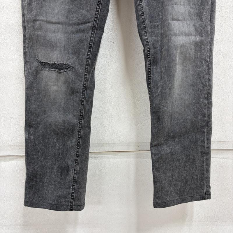 デンハム DENHAM パンツ デニム、ジーンズ スリムフィット スキニー デニム ジーンズ ボタンフライ ダメージ加工 28インチ ダメージ加工 灰 / グレー / gray メンズ USED 古着 中古 50165159