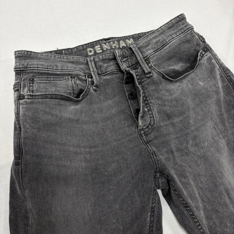 デンハム DENHAM パンツ デニム、ジーンズ スリムフィット スキニー デニム ジーンズ ボタンフライ ダメージ加工 28インチ ダメージ加工 灰 / グレー / gray メンズ USED 古着 中古 50165159