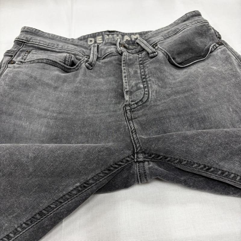デンハム DENHAM パンツ デニム、ジーンズ スリムフィット スキニー デニム ジーンズ ボタンフライ ダメージ加工 28インチ ダメージ加工 灰 / グレー / gray メンズ USED 古着 中古 50165159