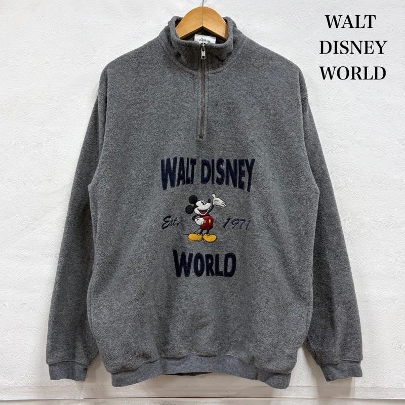 ディズニーウ゛ィンテージ DISNEYVINTAGE トレーナー 長袖 Walt Disney World ディズニー 90s オフィシャル ハーフジップ フリース ロゴ 刺繍ミッキーマウス ヴィンテージ S ロゴ、文字 X キャラクター X 刺繍 灰 / グレー / gray X 紺 / ネイビー / navy メンズ USED 古着 中古 50165162
