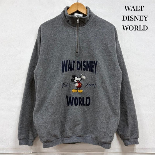 ディズニーウ゛ィンテージ DISNEYVINTAGE トレーナー 長袖 Walt Disney World ディズニー 90s オフィシャル ハーフジップ フリース ロゴ 刺繍ミッキーマウス ヴィンテージ S ロゴ、文字 X キャラクター X 刺繍 灰 / グレー / gray X 紺 / ネイビー / navy メンズ USED 古着 中古 50165162