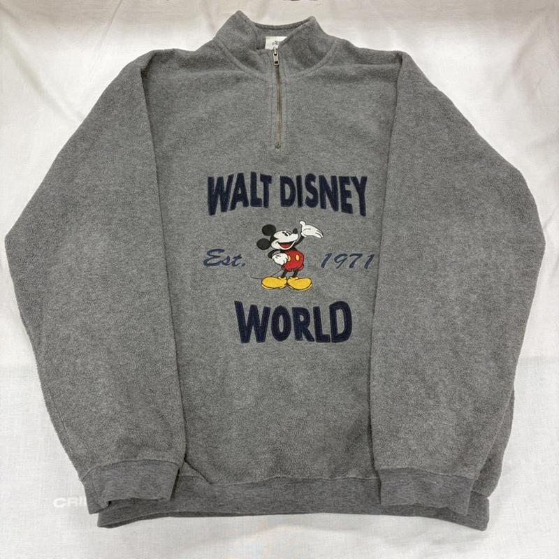ディズニーウ゛ィンテージ DISNEYVINTAGE トレーナー 長袖 Walt Disney World ディズニー 90s オフィシャル ハーフジップ フリース ロゴ 刺繍ミッキーマウス ヴィンテージ S ロゴ、文字 X キャラクター X 刺繍 灰 / グレー / gray X 紺 / ネイビー / navy メンズ USED 古着 中古 50165162