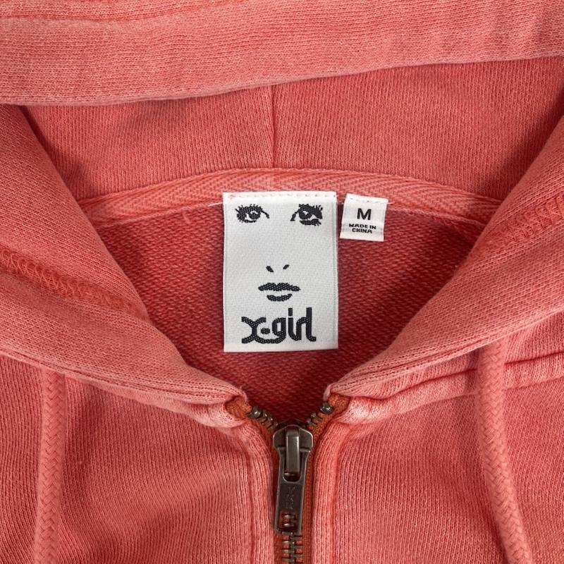 エックスガール X-girl パーカー 長袖 DISTRESSED ZIP UP SWEAT HOODIE ダメージ加工 パーカー 105262012002 M 橙 / オレンジ / orange レディース USED 古着 中古 50165163