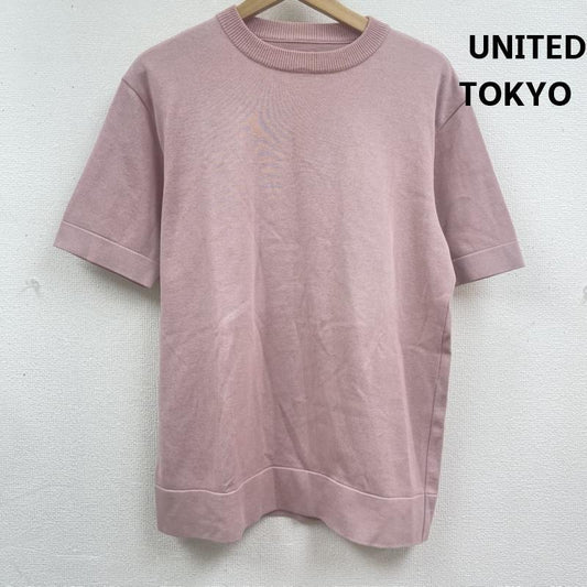 ユナイテッドトウキョウ UNITED TOKYO Tシャツ 半袖 日本製 18G天竺 クルーネック ニット Tシャツ カットソー 1 桃 / ピンク / pink メンズ USED 古着 中古 50165165