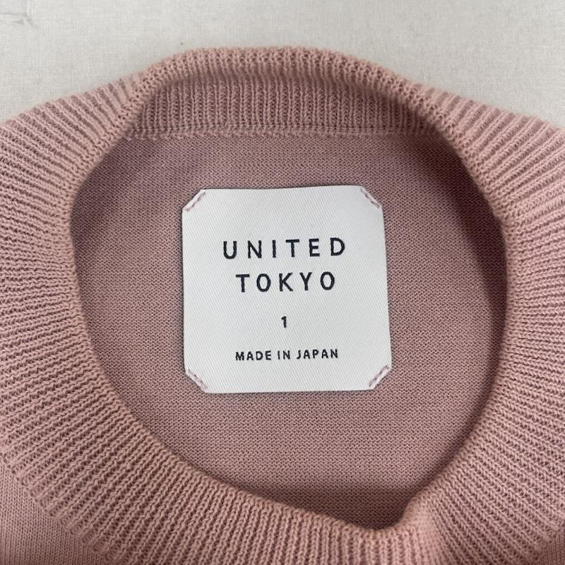 ユナイテッドトウキョウ UNITED TOKYO Tシャツ 半袖 日本製 18G天竺 クルーネック ニット Tシャツ カットソー 1 桃 / ピンク / pink メンズ USED 古着 中古 50165165