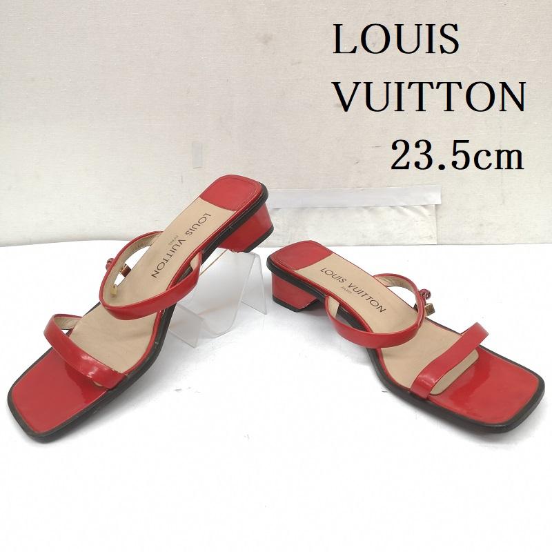 ルイヴィトン LOUIS VUITTON パンプス パンプス スクエアトゥ エナメル ストラップ パンプス キューブチャーム 37 23.5cm 赤 / レッド / red レディース USED 古着 中古 50165166