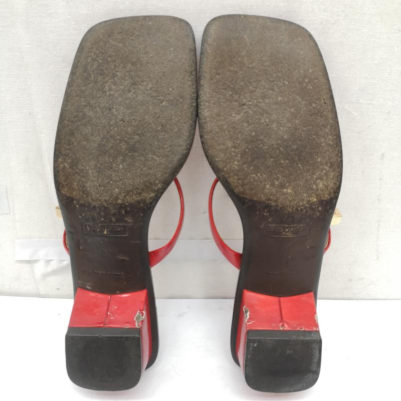 ルイヴィトン LOUIS VUITTON パンプス パンプス スクエアトゥ エナメル ストラップ パンプス キューブチャーム 37 23.5cm 赤 / レッド / red レディース USED 古着 中古 50165166