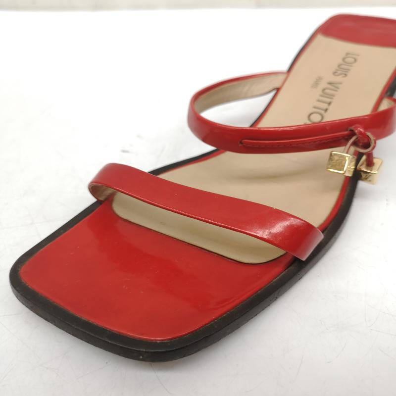 ルイヴィトン LOUIS VUITTON パンプス パンプス スクエアトゥ エナメル ストラップ パンプス キューブチャーム 37 23.5cm 赤 / レッド / red レディース USED 古着 中古 50165166