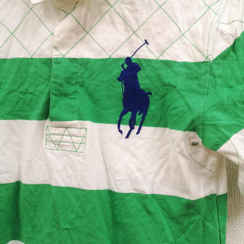 ポロバイラルフローレン Polo by RALPH LAUREN ポロシャツ 半袖 ボーダー柄 ビッグポニー スリット ラガーシャツ 半袖ポロシャツ L 緑 / グリーン / green メンズ USED 古着 中古 50165174