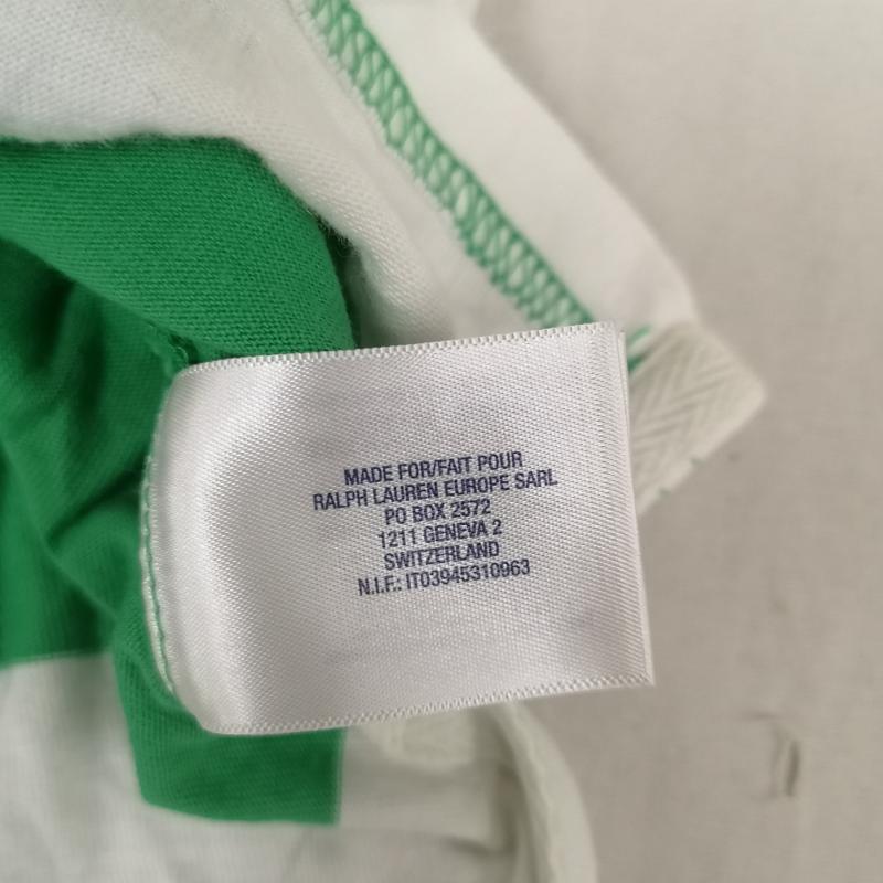 ポロバイラルフローレン Polo by RALPH LAUREN ポロシャツ 半袖 ボーダー柄 ビッグポニー スリット ラガーシャツ 半袖ポロシャツ L 緑 / グリーン / green メンズ USED 古着 中古 50165174
