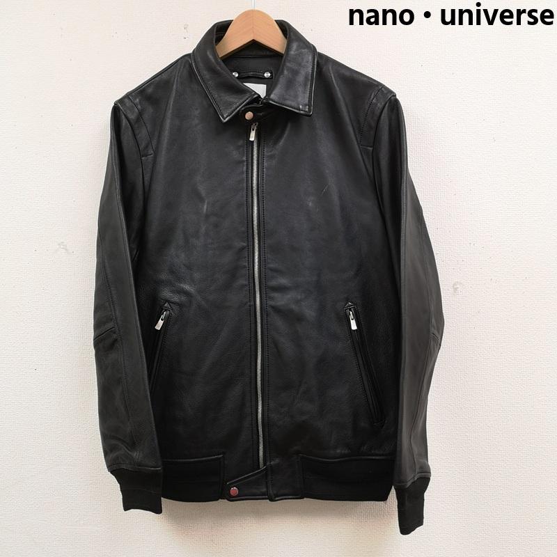 ナノユニバース nano・universe ジャケット、上着 ライダース 牛革 カーフレザー エクセラジップ ライダースジャケット NUL73L01077CO 48 黒 / ブラック / black メンズ USED 古着 中古 50165182