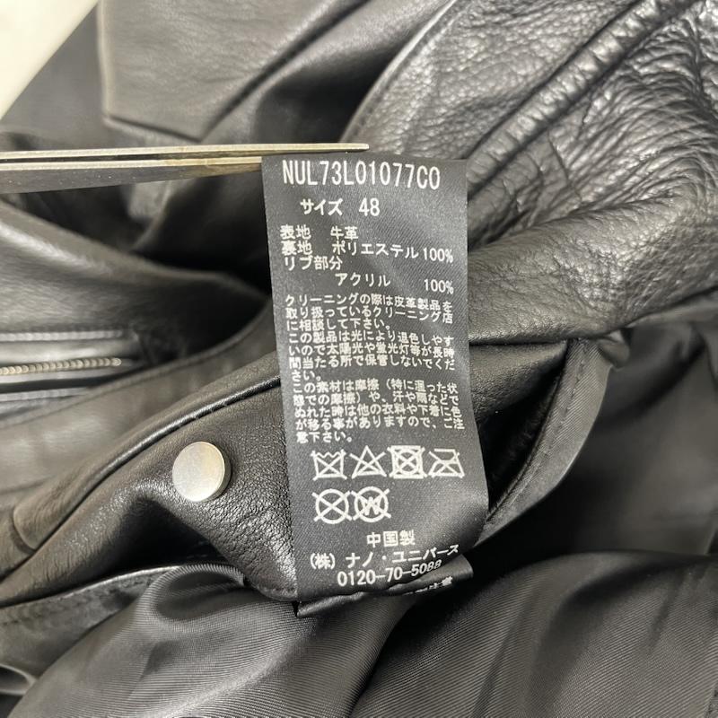 ナノユニバース nano・universe ジャケット、上着 ライダース 牛革 カーフレザー エクセラジップ ライダースジャケット NUL73L01077CO 48 黒 / ブラック / black メンズ USED 古着 中古 50165182