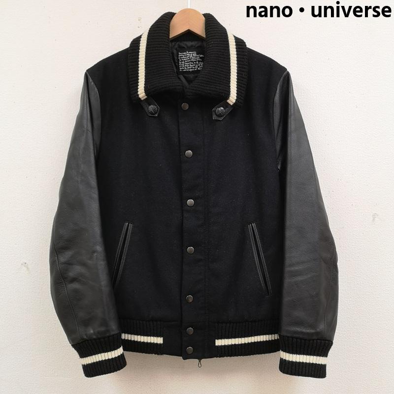 ナノユニバース nano・universe ジャケット、上着 ジャケット、ブレザー 切り替え キルティング 牛革 レザー スタジャン スタジアムジャケット NUC04MT411SH XL 黒 / ブラック / black メンズ USED 古着 中古 50165183