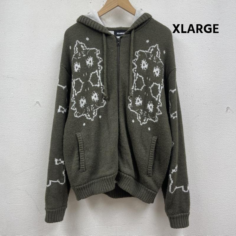 エクストララージ XLARGE パーカー 長袖 JACQUARD FUZZY ZIP UP HOODED SWEATER パーカー 101261015002 L カーキオリーブ / カーキオリーブ / メンズ USED 古着 中古 50165185