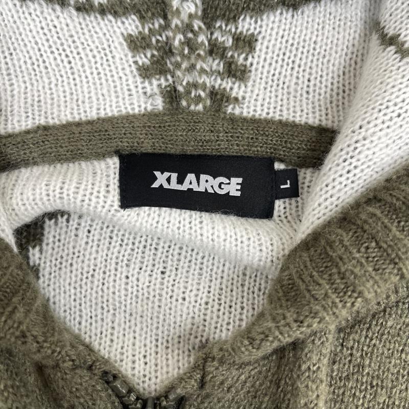 エクストララージ XLARGE パーカー 長袖 JACQUARD FUZZY ZIP UP HOODED SWEATER パーカー 101261015002 L カーキオリーブ / カーキオリーブ / メンズ USED 古着 中古 50165185