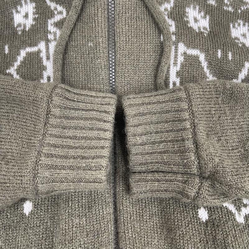 エクストララージ XLARGE パーカー 長袖 JACQUARD FUZZY ZIP UP HOODED SWEATER パーカー 101261015002 L カーキオリーブ / カーキオリーブ / メンズ USED 古着 中古 50165185