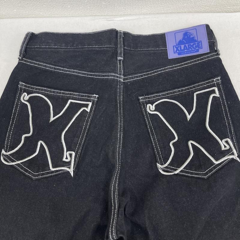 エクストララージ XLARGE パンツ デニム、ジーンズ EMBROIDERED DENIM PANTS 刺繍 ワイドデニム パンツ 101262031010 30インチ 黒 / ブラック / black メンズ USED 古着 中古 50165188