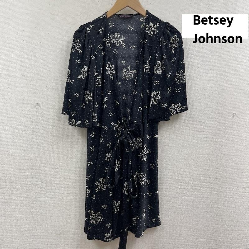 ベッツィージョンソン Betsey Johnson ワンピース ひざ丈スカート ミニ丈 カシュクール風 ラップ ワンピース 羽織りガウン 4 黒 / ブラック / black レディース USED 古着 中古 50165193
