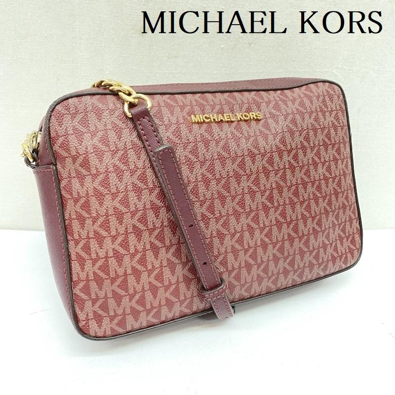 マイケルコース MICHAEL KORS ショルダーバッグ ショルダーバッグ 35F8GTTC3B JET SET ジェットセット モノグラム柄 ゴールド チェーン ボルドー / ボルドー / レディース USED 古着 中古 50165206