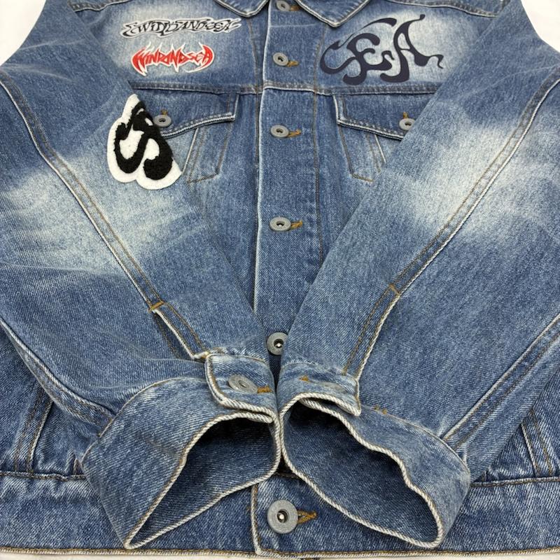 ウィンダンシー WIND AND SEA ジャケット、上着 ジャンパー、ブルゾン BAND DENIM JACKET バンド グラフィック プリント ワッペン デニムジャケット M メンズ USED 古着 中古 50165230