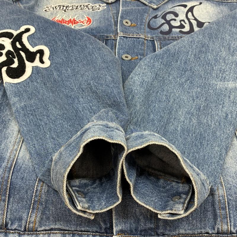ウィンダンシー WIND AND SEA ジャケット、上着 ジャンパー、ブルゾン BAND DENIM JACKET バンド グラフィック プリント ワッペン デニムジャケット M メンズ USED 古着 中古 50165230