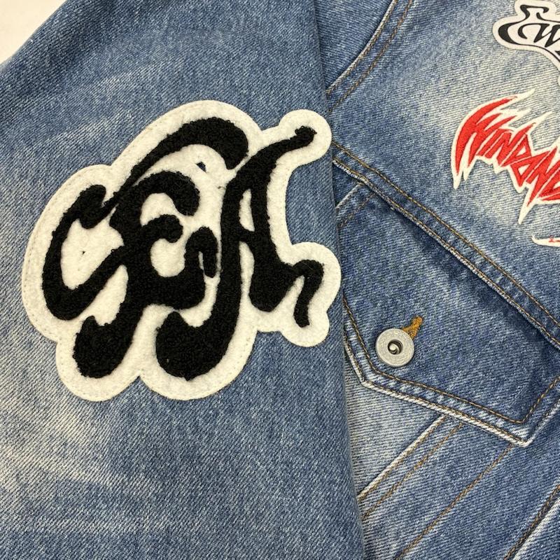 ウィンダンシー WIND AND SEA ジャケット、上着 ジャンパー、ブルゾン BAND DENIM JACKET バンド グラフィック プリント ワッペン デニムジャケット M メンズ USED 古着 中古 50165230