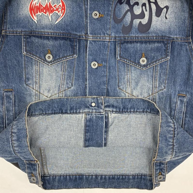 ウィンダンシー WIND AND SEA ジャケット、上着 ジャンパー、ブルゾン BAND DENIM JACKET バンド グラフィック プリント ワッペン デニムジャケット M メンズ USED 古着 中古 50165230