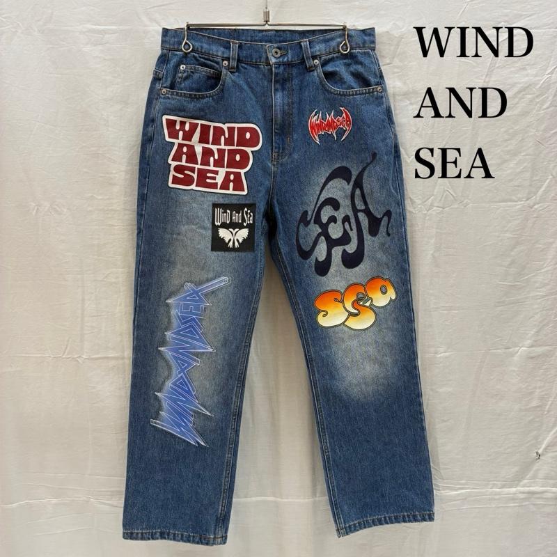 ウィンダンシー WIND AND SEA パンツ デニム、ジーンズ BAND DENIM PANTS バンド グラフィック プリント ワッペン デニムパンツ M メンズ USED 古着 中古 50165231