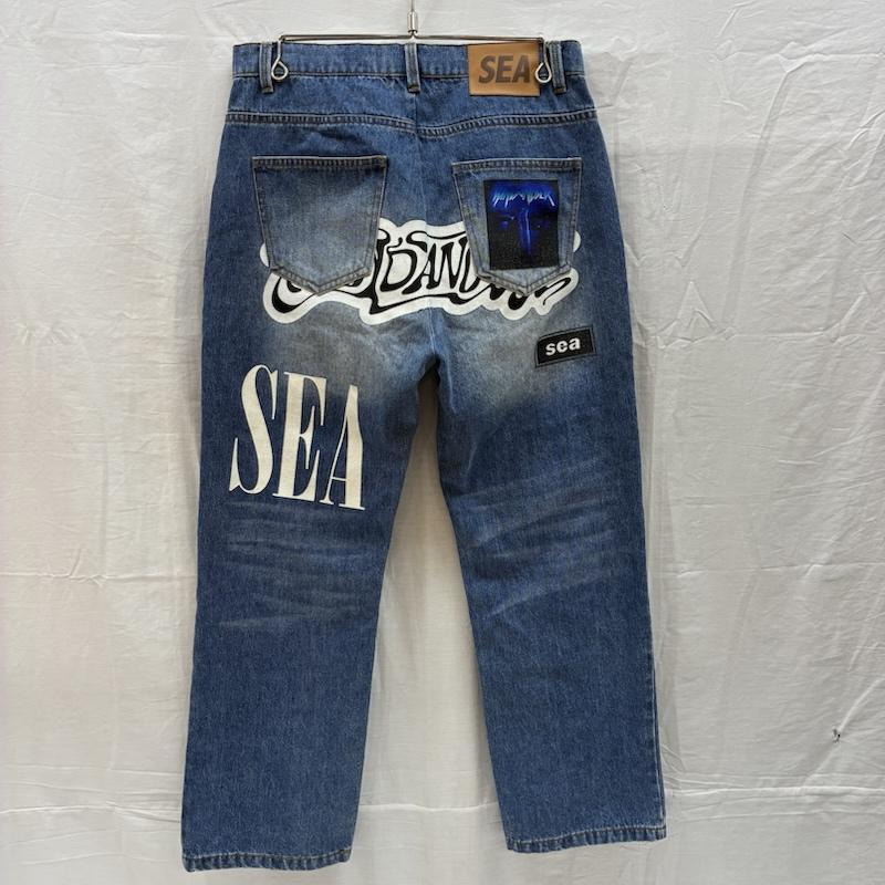 ウィンダンシー WIND AND SEA パンツ デニム、ジーンズ BAND DENIM PANTS バンド グラフィック プリント ワッペン デニムパンツ M メンズ USED 古着 中古 50165231