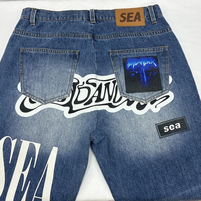ウィンダンシー WIND AND SEA パンツ デニム、ジーンズ BAND DENIM PANTS バンド グラフィック プリント ワッペン デニムパンツ M メンズ USED 古着 中古 50165231