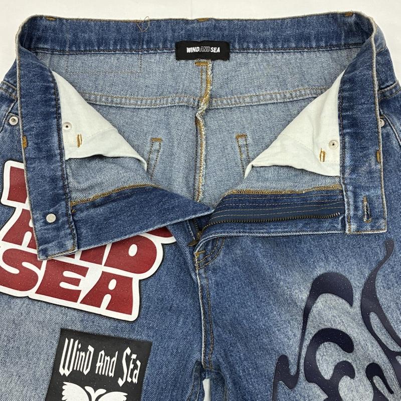 ウィンダンシー WIND AND SEA パンツ デニム、ジーンズ BAND DENIM PANTS バンド グラフィック プリント ワッペン デニムパンツ M メンズ USED 古着 中古 50165231