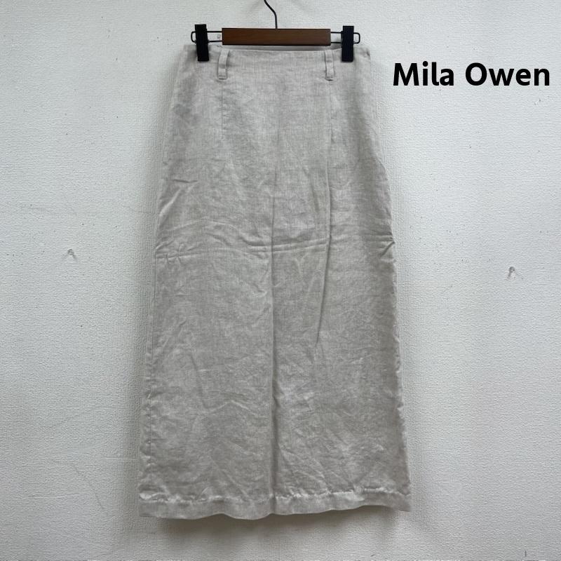 ミラ オーウェン Mila Owen スカート ロングスカート 共ベルト付 ストレート リネン ストレート マキシスカート 09wfs252209 0 アイボリー / アイボリー / レディース USED 古着 中古 50165233