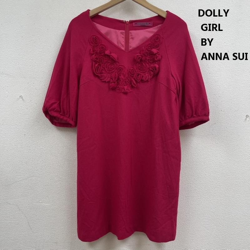 ドーリーガール バイ アナ スイ DOLLY GIRL BY ANNA SUI チュニック 半袖 バラ デザイン チュニック クラシカル ドレス ワンピース 685-5.COP.AS L 桃 / ピンク / pink レディース USED 古着 中古 50165236
