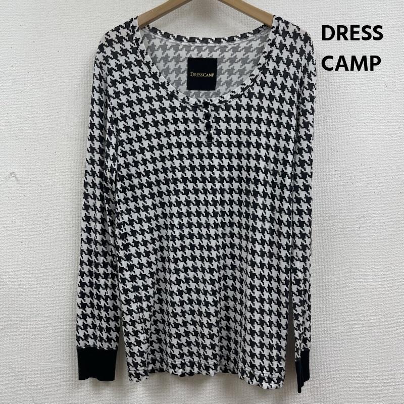 ドレスキャンプ DRESSCAMP カットソー 長袖 千鳥格子柄 長袖 カットソー Uネック ヘンリーネック Tシャツ 48 黒 / ブラック / black レディース USED 古着 中古 50165246