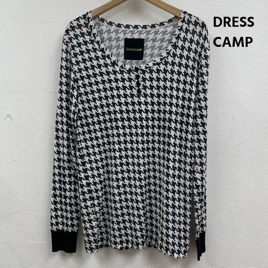 ドレスキャンプ DRESSCAMP カットソー 長袖 千鳥格子柄 長袖 カットソー Uネック ヘンリーネック Tシャツ 48 黒 / ブラック / black レディース USED 古着 中古 50165246