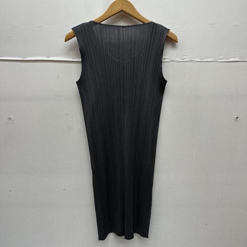 プリーツプリーズ PLEATS PLEASE カットソー 半袖 ISSEY MIYAKE プリーツ加工 ノースリーブ サイドスリット ロング カットソー PP04-JK615 3 灰 / グレー / gray レディース USED 古着 中古 50165247