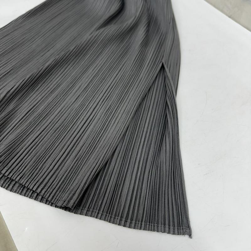 プリーツプリーズ PLEATS PLEASE カットソー 半袖 ISSEY MIYAKE プリーツ加工 ノースリーブ サイドスリット ロング カットソー PP04-JK615 3 灰 / グレー / gray レディース USED 古着 中古 50165247