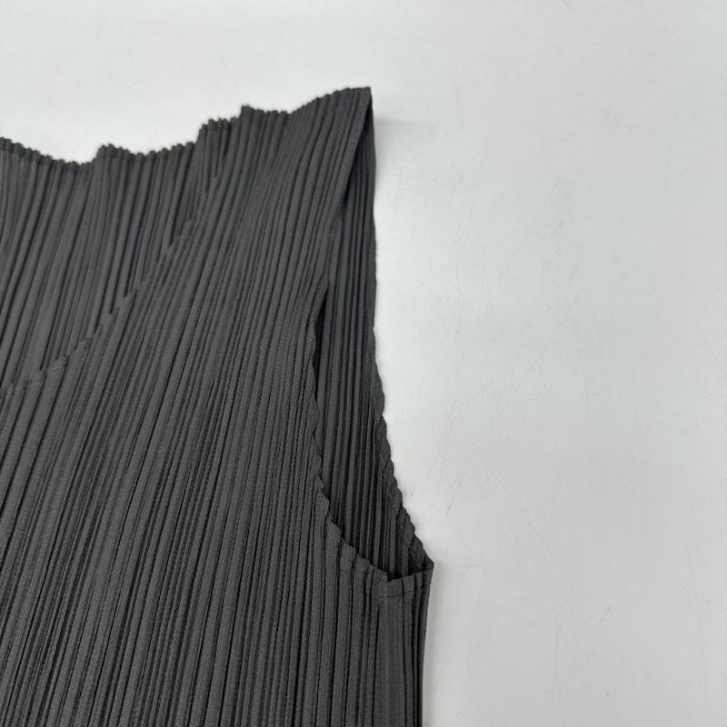 プリーツプリーズ PLEATS PLEASE カットソー 半袖 ISSEY MIYAKE プリーツ加工 ノースリーブ サイドスリット ロング カットソー PP04-JK615 3 灰 / グレー / gray レディース USED 古着 中古 50165247