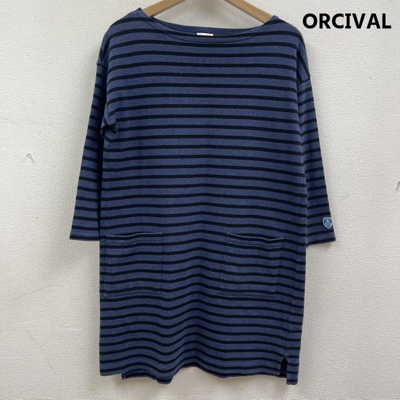 オーシバル ORCIVAL ワンピース ミニスカート フランス製 ボートネック ボーダー ポケット チュニック ワンピース 青 / ブルー / blue レディース USED 古着 中古 50165248