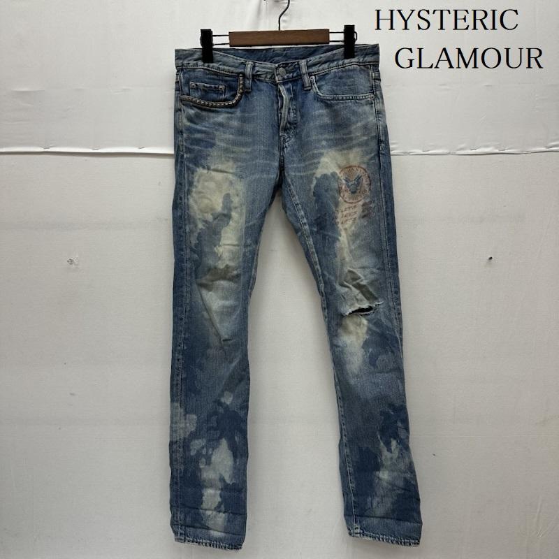 ヒステリックグラマー HYSTERIC GLAMOUR パンツ デニム、ジーンズ RAMONES ブリーチ ダメージ 加工 スタッズ デニム パンツ 0294AP04 30インチ インディゴ / インディゴ / Indigo メンズ USED 古着 中古 50165251