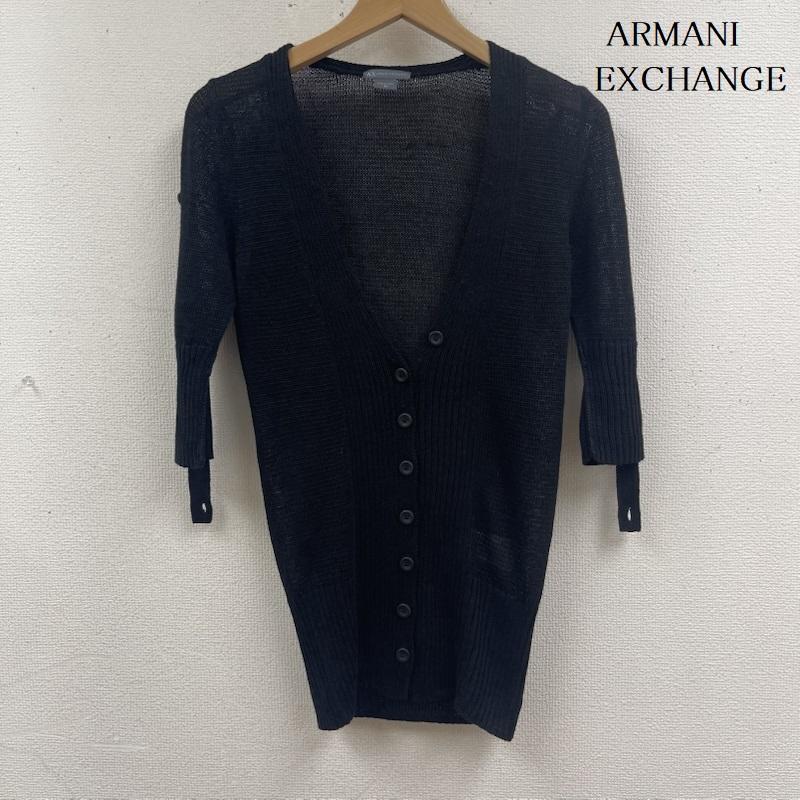 アルマーニエクスチェンジ ARMANI EXCHANGE カーディガン 長袖 シアー リブ編み ロング ニット カーディガン 2416-10355-3536 XS 黒 / ブラック / black メンズ USED 古着 中古 50165253