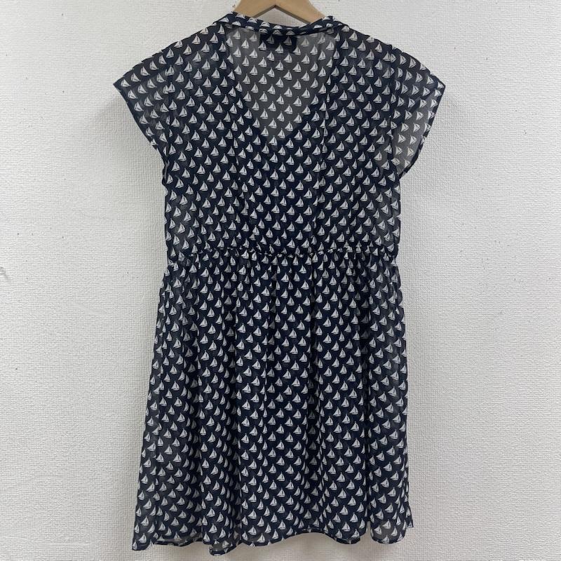 トゥービーバイアニエスベー To b. by agnes b. シャツ、ブラウス 半袖 ヨット柄 総柄 シフォン リボン シャツ ミニワンピース 6207-0128 36 紺 / ネイビー / navy レディース USED 古着 中古 50165254