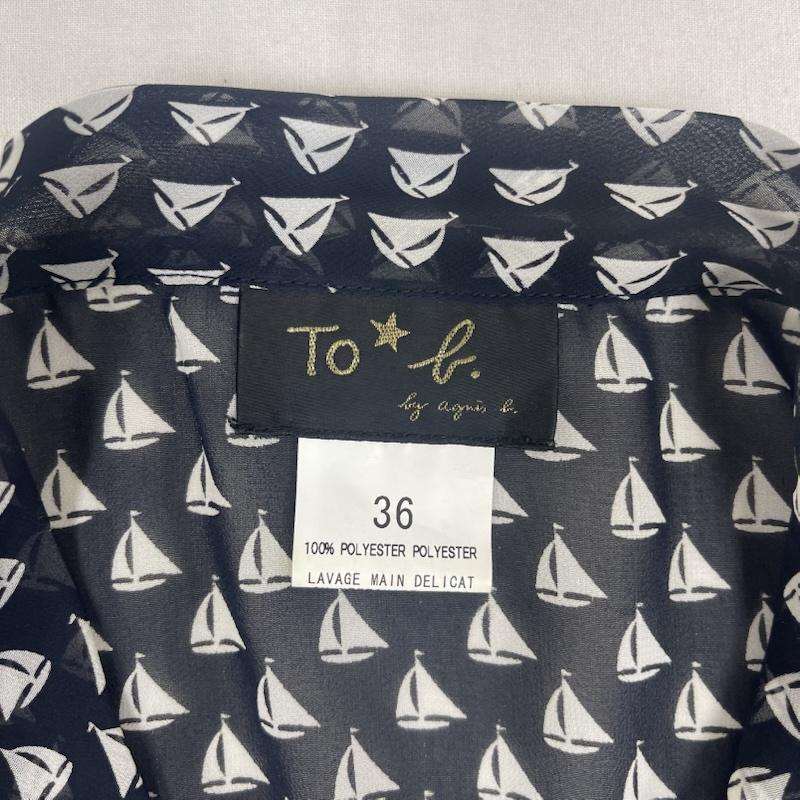 トゥービーバイアニエスベー To b. by agnes b. シャツ、ブラウス 半袖 ヨット柄 総柄 シフォン リボン シャツ ミニワンピース 6207-0128 36 紺 / ネイビー / navy レディース USED 古着 中古 50165254