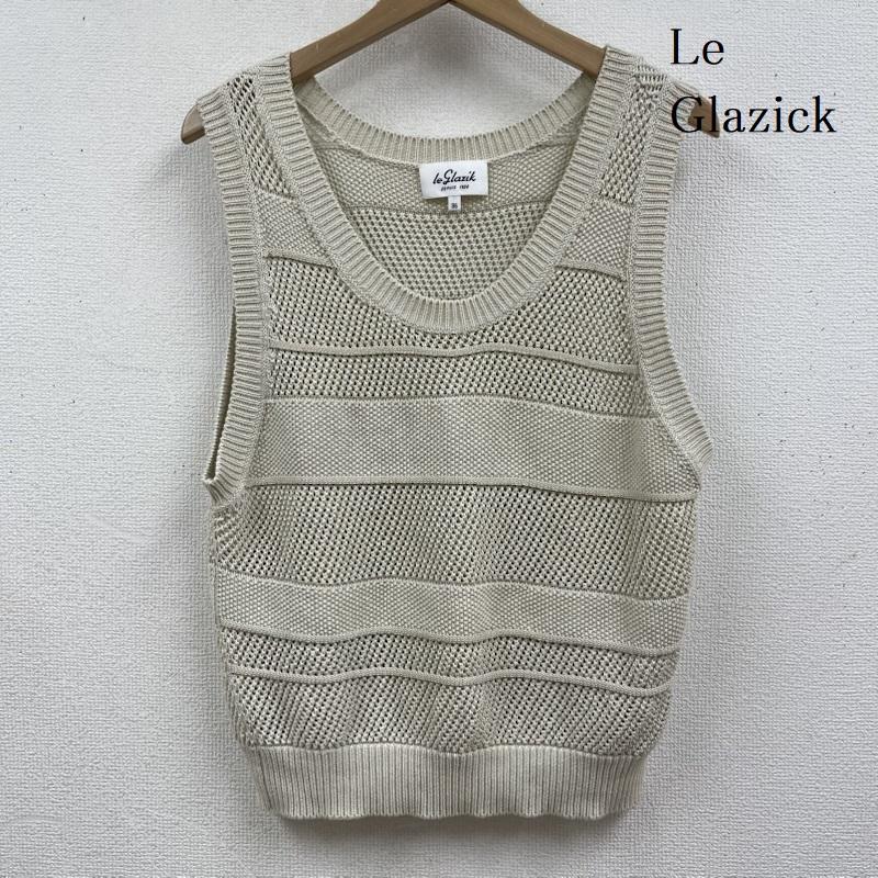 古着 USED ベスト ベスト Le Glazick メッシュ ストライプ クルーネック ベスト LG-D0092 CMS 36 アイボリー / アイボリー / レディース USED 古着 中古 50165258