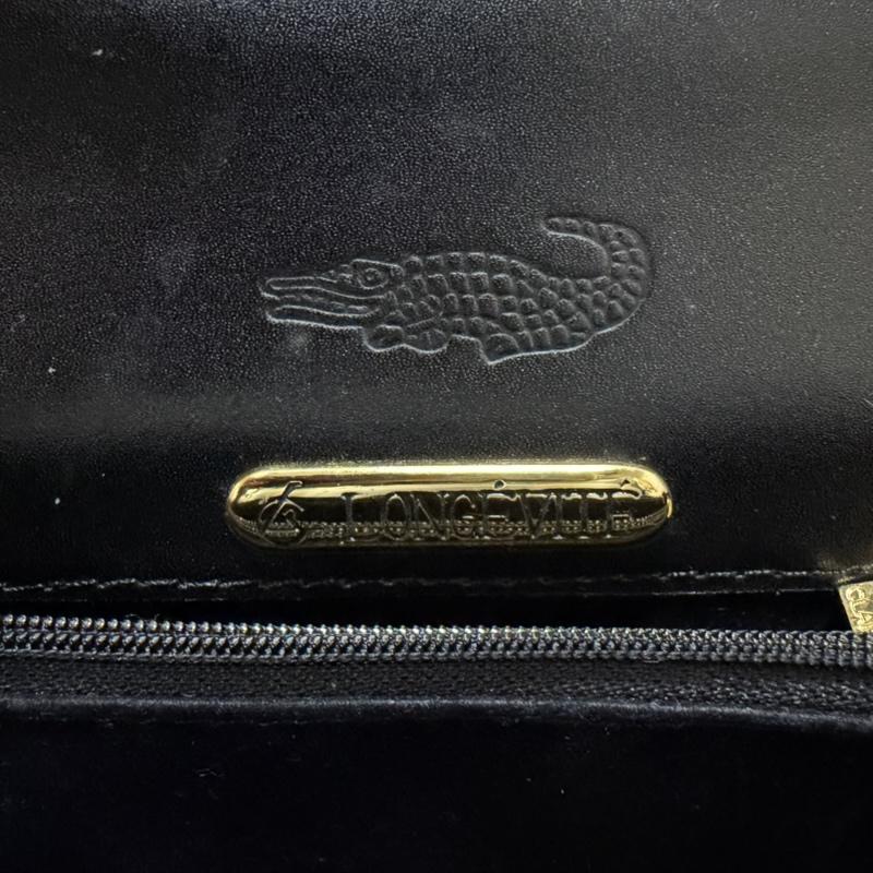 レザー レザー ショルダーバッグ ショルダーバッグ LONGEVITE クロコダイル ブラック ハンドバック 2WAY - 無地 黒 / ブラック / black X 金 / ゴールド / gold color レディース USED 古着 中古 50165260