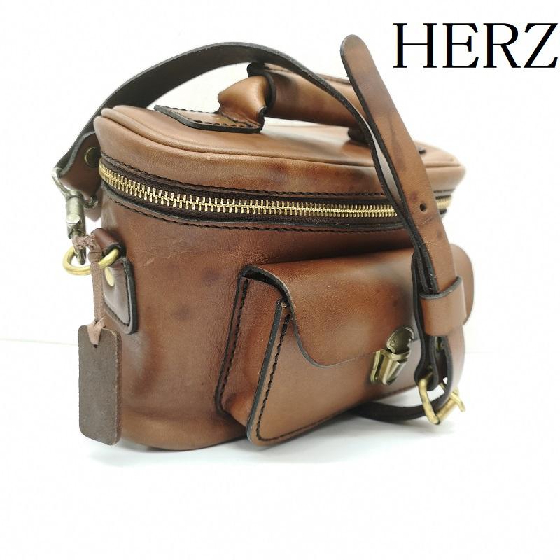 ヘルツ HERZ ショルダーバッグ ショルダーバッグ レザー ミニカメラ ショルダー バッグ ポケット付き ヌメ革 牛革 茶 / ブラウン / brown レディース USED 古着 中古 50165288