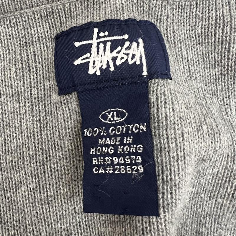 ステューシー STUSSY パーカー 長袖 90s OLD フルジップ コットンニット パーカー XL 灰 / グレー / gray メンズ USED 古着 中古 50165295