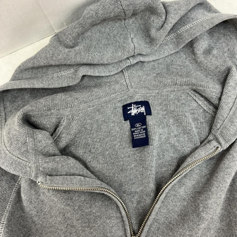ステューシー STUSSY パーカー 長袖 90s OLD フルジップ コットンニット パーカー XL 灰 / グレー / gray メンズ USED 古着 中古 50165295